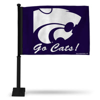 Wholesale NCAA Kansas State Wildcats Double Sided Car Flag - 16" x 19" - Strong Black Pole that Hooks Onto Car/Truck/Automobile By Rico Industries