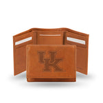Wholesale NCAA Kentucky Wildcats Brown Embossed Genuine Leather Tri-Fold Wallet By Rico Industries