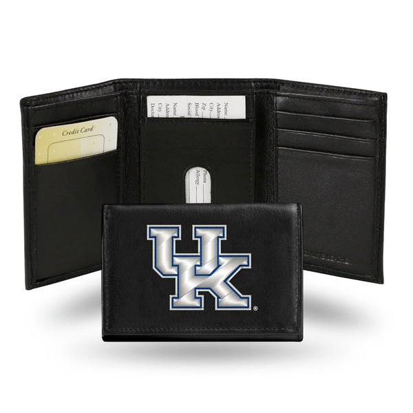 Wholesale NCAA Kentucky Wildcats Embroidered Genuine Leather Tri-fold Wallet 3.25" x 4.25" - Slim By Rico Industries