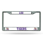 Wholesale NCAA LSU Tigers 12" x 6" Silver Chrome Car/Truck/SUV Auto Accessory By Rico Industries