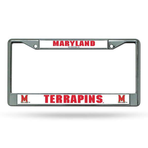 Wholesale NCAA Maryland Terrapins 12" x 6" Silver Chrome Car/Truck/SUV Auto Accessory By Rico Industries