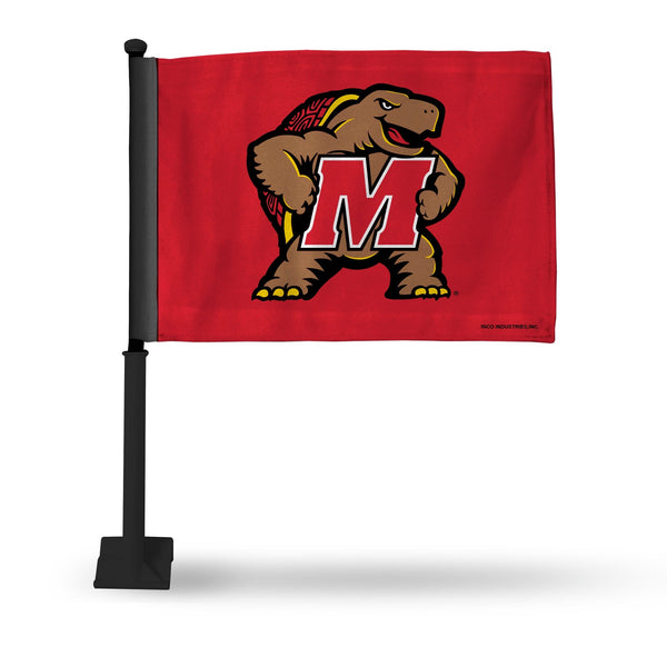 Wholesale NCAA Maryland Terrapins Double Sided Car Flag - 16" x 19" - Strong Black Pole that Hooks Onto Car/Truck/Automobile By Rico Industries