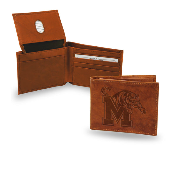 Wholesale NCAA Memphis Tigers Genuine Leather Billfold Wallet - 3.25" x 4.25" - Slim Style By Rico Industries
