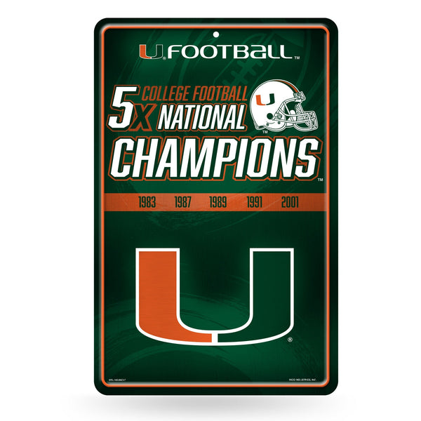 Wholesale NCAA Miami Hurricanes 11" x 17" Large Metal Home Décor Sign By Rico Industries