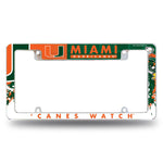 Wholesale NCAA Miami Hurricanes 12" x 6" Chrome All Over Automotive License Plate Frame for Car/Truck/SUV By Rico Industries