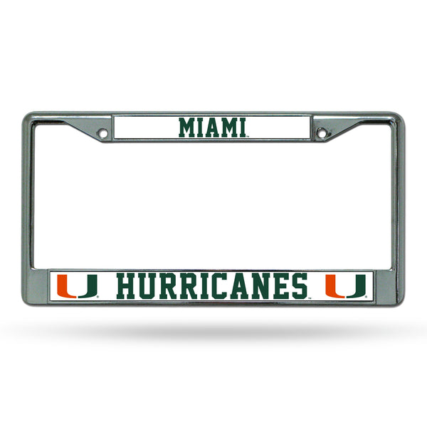 Wholesale NCAA Miami Hurricanes 12" x 6" Silver Chrome Car/Truck/SUV Auto Accessory By Rico Industries