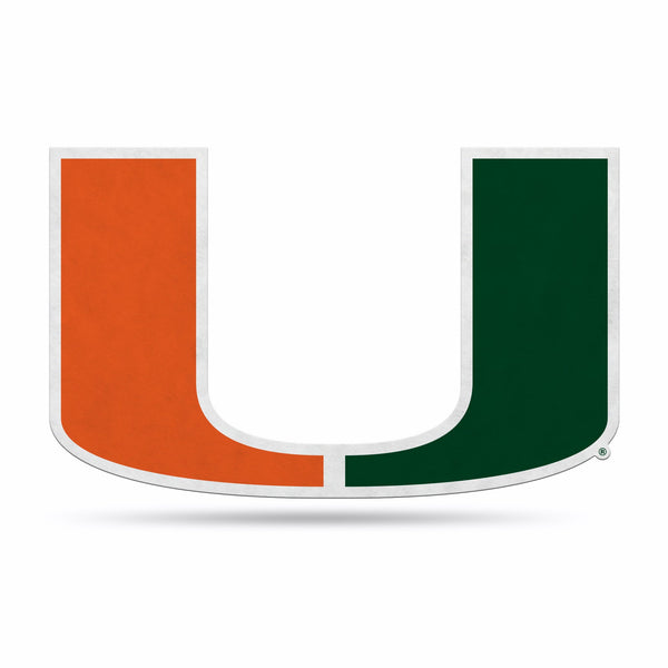 Wholesale NCAA Miami Hurricanes Classic Team Logo Shape Cut Pennant - Home and Living Room Décor - Soft Felt EZ to Hang By Rico Industries