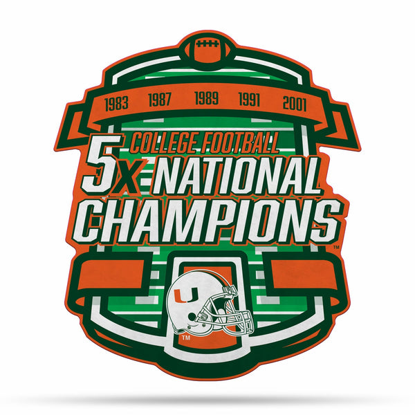 Wholesale NCAA Miami Hurricanes Multi Time Championship Shape Cut Pennant - Home and Living Room Décor - Soft Felt EZ to Hang By Rico Industries