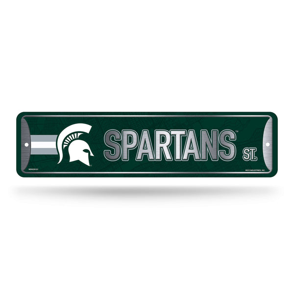 Wholesale NCAA Michigan State Spartans Metal Street Sign 4" x 15" Home Décor - Bedroom - Office - Man Cave By Rico Industries