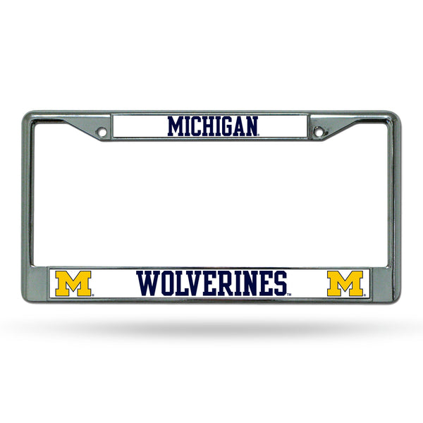 Wholesale NCAA Michigan Wolverines 12" x 6" Silver Chrome Car/Truck/SUV Auto Accessory By Rico Industries