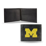 Wholesale NCAA Michigan Wolverines Embroidered Genuine Leather Billfold Wallet 3.25" x 4.25" - Slim By Rico Industries