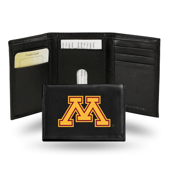 Wholesale NCAA Minnesota Golden Gophers Embroidered Genuine Leather Tri-fold Wallet 3.25" x 4.25" - Slim By Rico Industries