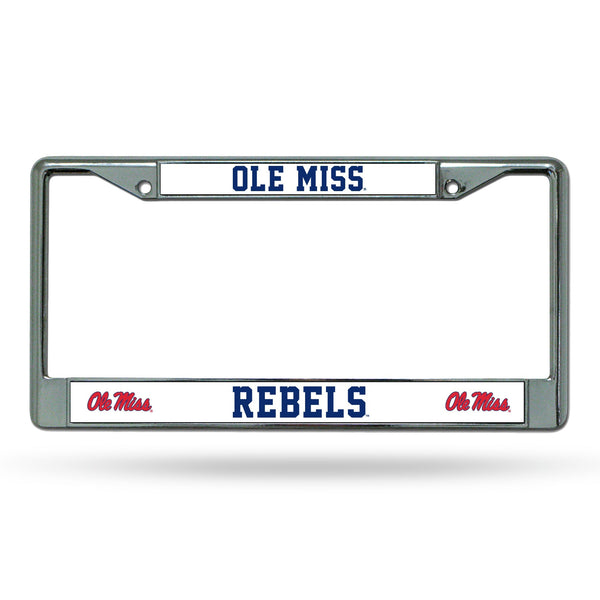 Wholesale NCAA Mississippi Rebels 12" x 6" Silver Chrome Car/Truck/SUV Auto Accessory By Rico Industries