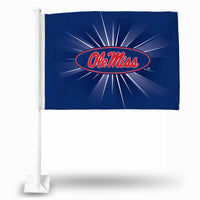 Wholesale NCAA Mississippi Rebels Double Sided Car Flag - 16" x 19" - Strong Pole that Hooks Onto Car/Truck/Automobile By Rico Industries