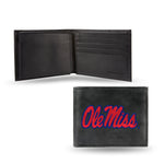 Wholesale NCAA Mississippi Rebels Embroidered Genuine Leather Billfold Wallet 3.25" x 4.25" - Slim By Rico Industries