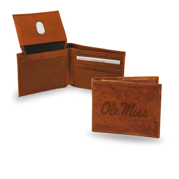 Wholesale NCAA Mississippi Rebels Genuine Leather Billfold Wallet - 3.25" x 4.25" - Slim Style By Rico Industries