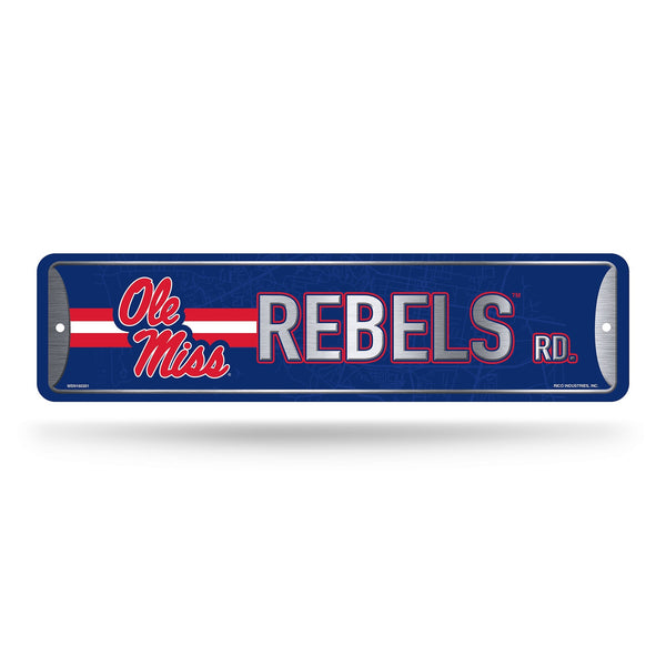 Wholesale NCAA Mississippi Rebels Metal Street Sign 4" x 15" Home Décor - Bedroom - Office - Man Cave By Rico Industries
