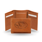 Wholesale NCAA Missouri Tigers Brown Embossed Genuine Leather Tri-Fold Wallet By Rico Industries