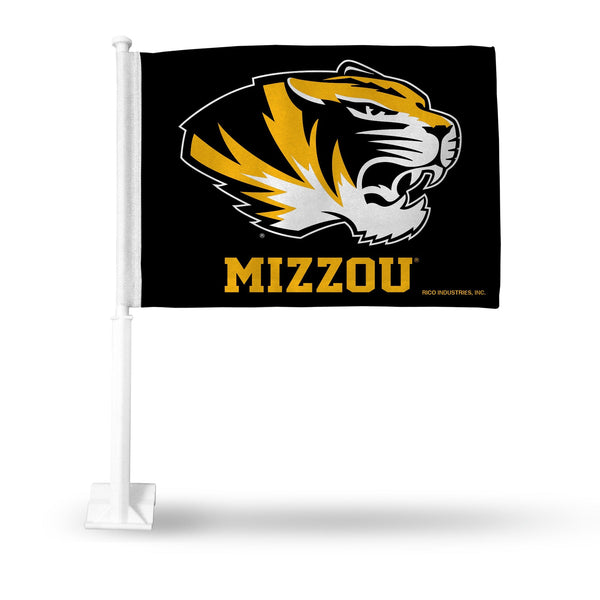 Wholesale NCAA Missouri Tigers Double Sided Car Flag - 16" x 19" - Strong Pole that Hooks Onto Car/Truck/Automobile By Rico Industries