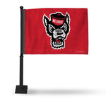 Wholesale NCAA N.Carolina State Wolfpack Double Sided Car Flag - 16" x 19" - Strong Black Pole that Hooks Onto Car/Truck/Automobile By Rico Industries
