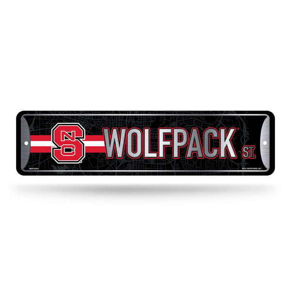 Wholesale NCAA N.Carolina State Wolfpack Metal Street Sign 4" x 15" Home Décor - Bedroom - Office - Man Cave By Rico Industries