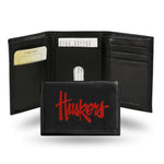 Wholesale NCAA Nebraska Cornhuskers Embroidered Genuine Leather Tri-fold Wallet 3.25" x 4.25" - Slim By Rico Industries