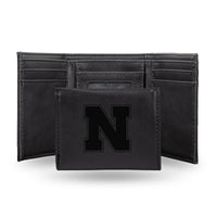 Wholesale NCAA Nebraska Cornhuskers Laser Engraved Black Tri-Fold Wallet - Men's Accessory By Rico Industries