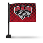 Wholesale NCAA New Mexico Lobos Double Sided Car Flag - 16" x 19" - Strong Black Pole that Hooks Onto Car/Truck/Automobile By Rico Industries