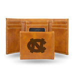 Wholesale NCAA North Carolina Tar Heels Laser Engraved Brown Tri-Fold Wallet - Men's Accessory By Rico Industries