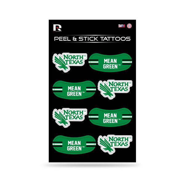 Wholesale NCAA North Texas Mean Green Peel & Stick Temporary Tattoos - Eye Black - Game Day Approved! By Rico Industries