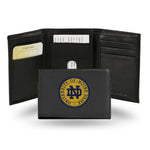 Wholesale NCAA Notre Dame Fighting Irish Embroidered Genuine Leather Tri-fold Wallet 3.25" x 4.25" - Slim By Rico Industries