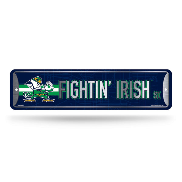 Wholesale NCAA Notre Dame Fighting Irish Metal Street Sign 4" x 15" Home Décor - Bedroom - Office - Man Cave By Rico Industries
