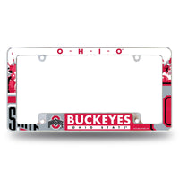 Wholesale NCAA Ohio State Buckeyes 12" x 6" Chrome All Over Automotive License Plate Frame for Car/Truck/SUV By Rico Industries
