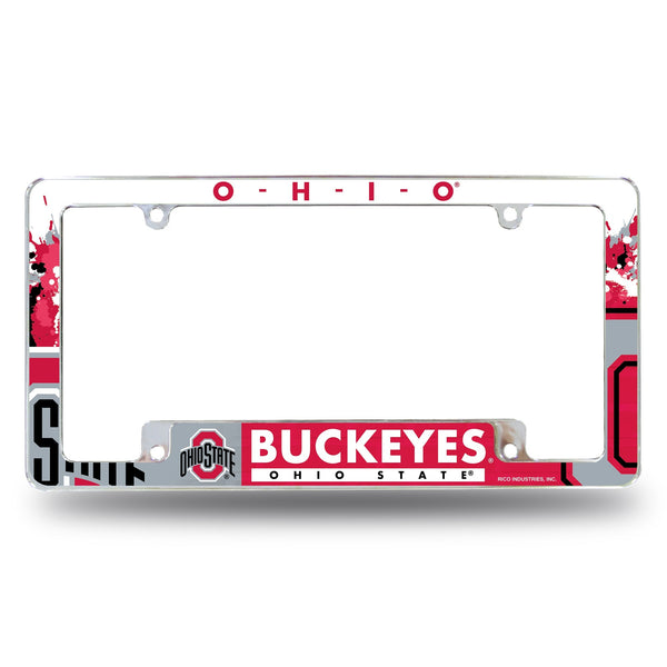 Wholesale NCAA Ohio State Buckeyes 12" x 6" Chrome All Over Automotive License Plate Frame for Car/Truck/SUV By Rico Industries