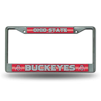 Wholesale NCAA Ohio State Buckeyes 12" x 6" Silver Bling Chrome Car/Truck/SUV Auto Accessory By Rico Industries