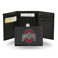 Wholesale NCAA Ohio State Buckeyes Embroidered Genuine Leather Tri-fold Wallet 3.25" x 4.25" - Slim By Rico Industries