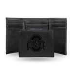 Wholesale NCAA Ohio State Buckeyes Laser Engraved Black Tri-Fold Wallet - Men's Accessory By Rico Industries