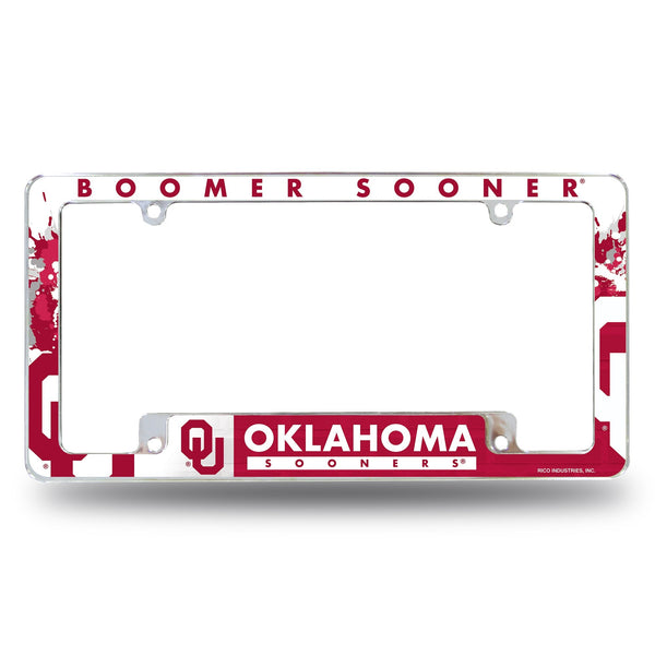 Wholesale NCAA Oklahoma Sooners 12" x 6" Chrome All Over Automotive License Plate Frame for Car/Truck/SUV By Rico Industries