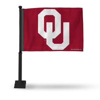 Wholesale NCAA Oklahoma Sooners Double Sided Car Flag - 16" x 19" - Strong Black Pole that Hooks Onto Car/Truck/Automobile By Rico Industries