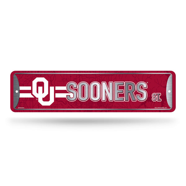 Wholesale NCAA Oklahoma Sooners Metal Street Sign 4" x 15" Home Décor - Bedroom - Office - Man Cave By Rico Industries