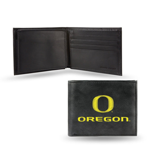 Wholesale NCAA Oregon Ducks Embroidered Genuine Leather Billfold Wallet 3.25" x 4.25" - Slim By Rico Industries