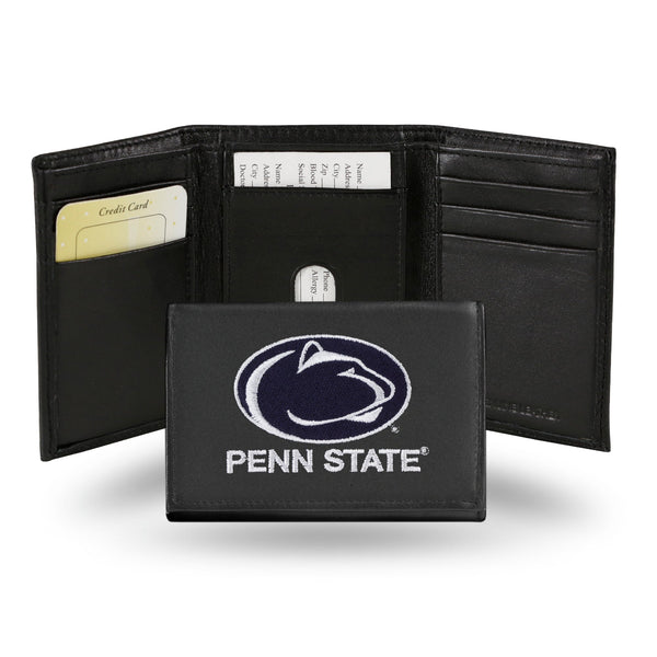 Wholesale NCAA Penn State Nittany Lions Embroidered Genuine Leather Tri-fold Wallet 3.25" x 4.25" - Slim By Rico Industries