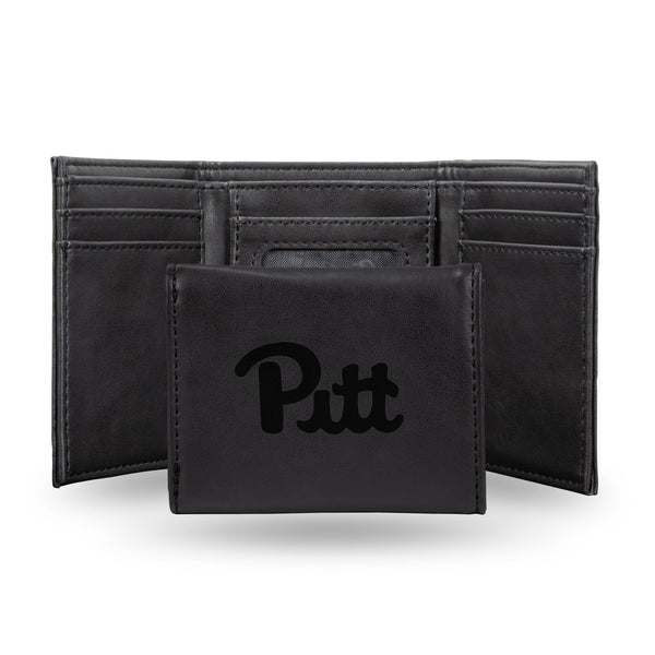 Wholesale NCAA Pitt Panthers Laser Engraved Black Tri-Fold Wallet - Men's Accessory By Rico Industries