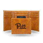 Wholesale NCAA Pitt Panthers Laser Engraved Brown Tri-Fold Wallet - Men's Accessory By Rico Industries