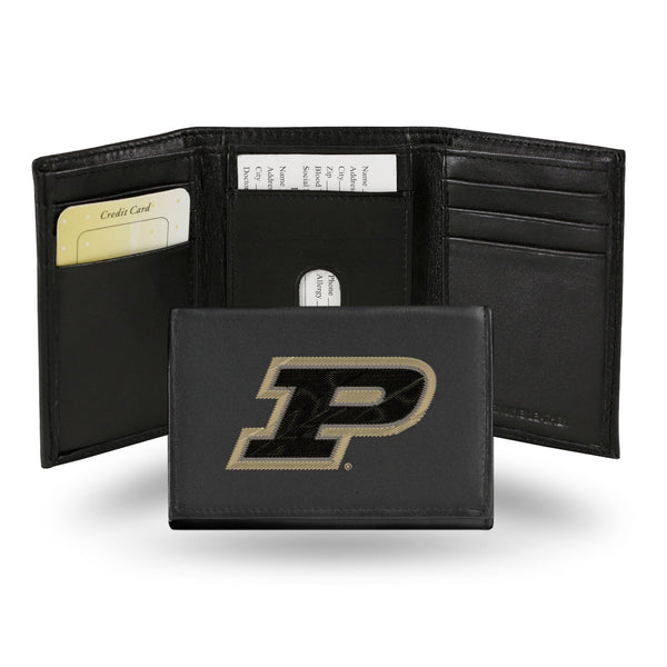 Wholesale NCAA Purdue Boilermakers Embroidered Genuine Leather Tri-fold Wallet 3.25" x 4.25" - Slim By Rico Industries
