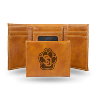 Wholesale NCAA South Dakota Coyotes Laser Engraved Brown Tri-Fold Wallet - Men's Accessory By Rico Industries