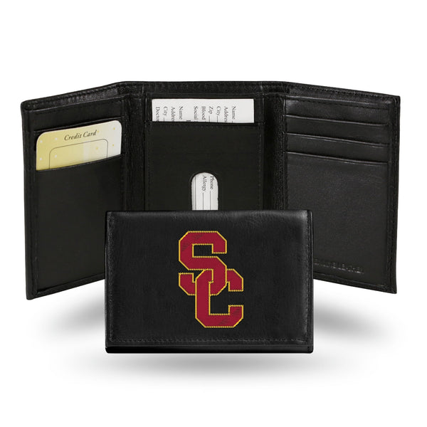 Wholesale NCAA Southern California Trojans Embroidered Genuine Leather Tri-fold Wallet 3.25" x 4.25" - Slim By Rico Industries