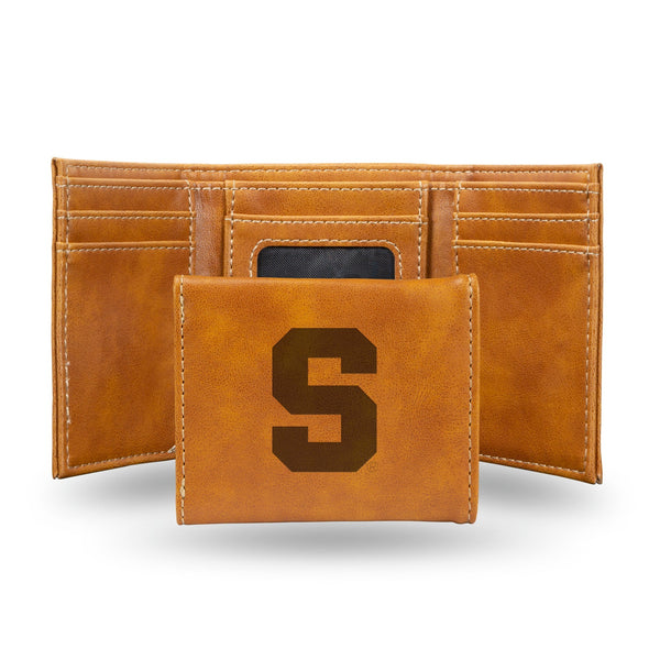 Wholesale NCAA Syracuse Orange Laser Engraved Brown Tri-Fold Wallet - Men's Accessory By Rico Industries