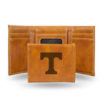 Wholesale NCAA Tennessee Volunteers Laser Engraved Brown Tri-Fold Wallet - Men's Accessory By Rico Industries