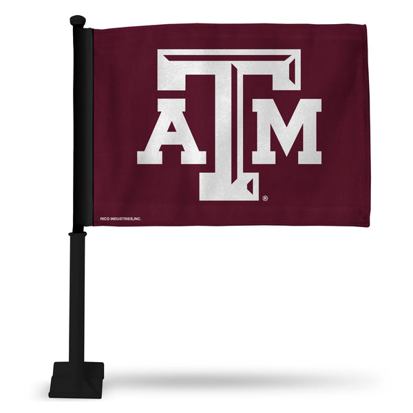 Wholesale NCAA Texas A&M Aggies Double Sided Car Flag - 16" x 19" - Strong Black Pole that Hooks Onto Car/Truck/Automobile By Rico Industries